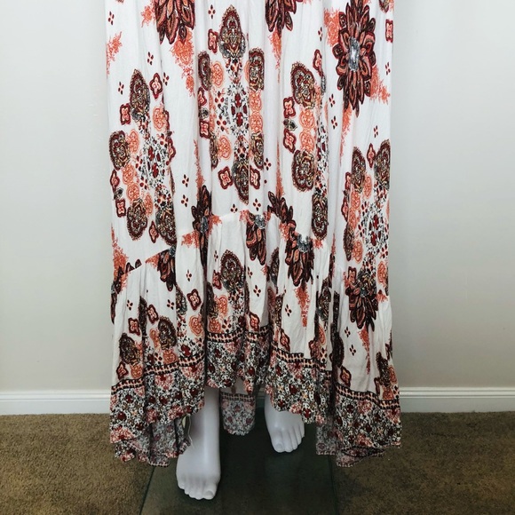 Beautiful Boho Printed Off Shoulder Maxi Dress with Flounced Ruffle Hem 6 - Picture 5 of 10